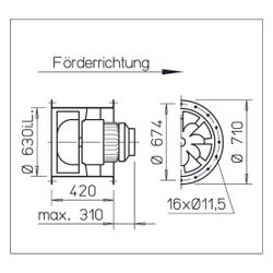 Helios VARD 630/8/4 Radax Hochdruck-Rohrventilator 3-PH polumschaltbar, 400V, 21170m3/h, ... HELIOS-06792 4010184067924 (Abb. 1)
