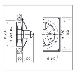 Helios HQW 200/2 Axial-Hochleistungsventilator 1-PH 230V, TK, drehzahlsteuerbar, 930m3/h,... HELIOS-00960 4010184009603 (Abb. 1)