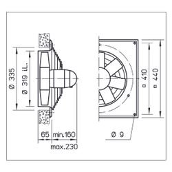 Helios HQW 315/4 EX Axial-Hochleistungsventilator 1-PH 230V, EX-geschützt, 2070m3/h, 60W,... HELIOS-00442 4010184004424 (Abb. 1)