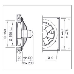 Helios HQD 355/2 EX Axial-Hochleistungsventilator 3-PH 400V, EX-geschützt, 5910m3/h, 550W... HELIOS-01151 4010184011514 (Abb. 1)