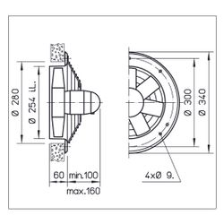 Helios HWW 250/4 Axial-Hochleistungsventilator 1-PH 230V, TK, drehzahlsteuerbar, 930m3/h,... HELIOS-01001 4010184010012 (Abb. 1)