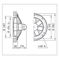 Helios HWW 450/4 Axial-Hochleistungsventilator 1-PH 230V, TK, drehzahlsteuerbar, 5770m3/h... HELIOS-01010 4010184010104 (Abb. 1)
