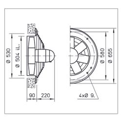 Helios HWD 500/4 Axial-Hochleistungsventilator 3-PH 400V, TK, drehzahlsteuerbar, 8200m3/h... HELIOS-01030 4010184010302 (Abb. 1)