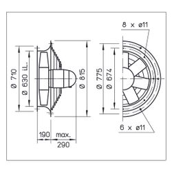 Helios HWD 630/4/4 Axial-Hochleistungsventilator 3-PH 400V, TK, zweitourig Stern/Dreieck,... HELIOS-01033 4010184010333 (Abb. 1)