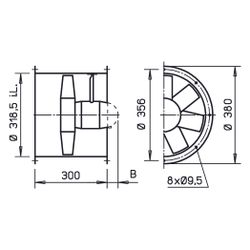 Helios HRFW 315/4 EX Axial-Hochleistungsventilator 1-PH 230V, EX-geschützt, 2070m3/h, 60W... HELIOS-00439 4010184004394 (Abb. 1)