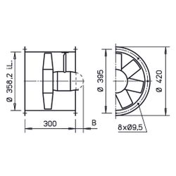 Helios HRFW 355/4 EX Axial-Hochleistungsventilator 1-PH 230V, EX-geschützt , 2940m3/h, 18... HELIOS-00443 4010184004431 (Abb. 1)