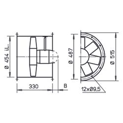 Helios HRFD 450/4 Axial-Hochleistungsventilator 3-PH 400V, TK, drehzahlsteuerbar, 5810m3/... HELIOS-00231 4010184002314 (Abb. 1)
