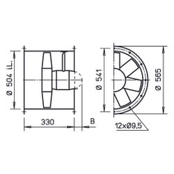 Helios HRFD 500/6 EX Axial-Hochleistungsventilator 3-PH 400V, EX-geschützt, nicht regelba... HELIOS-00489 4010184004899 (Abb. 1)