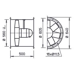 Helios HRFW 560/4 Axial-Hochleistungsventilator 1-PH 230V regelbar, TK, 12180m3/h, 890W... HELIOS-05055 4010184050551 (Abb. 1)