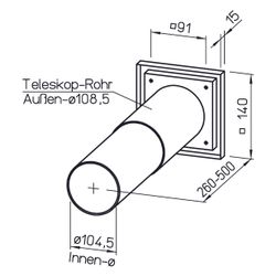 Helios WES 90 Wandeinbausatz DN 110 für UP-Einbau von 260 bis 500mm, Kunststoff... HELIOS-00717 4010184007173 (Abb. 1)
