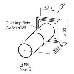 Helios WES 150 Wandeinbausatz DN 155 für UP-Einbau von 260 bis 500mm, Kunststoff... HELIOS-00537 4010184005377 (Abb. 1)