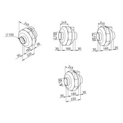 Helios RRK 100 Radial-Rohrventilator, 1-PH 230V, DN 100, Gehäuse aus glasfaserverstärktem... HELIOS-05973 4010184059738 (Abb. 1)