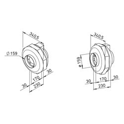 Helios RRK 160 Radial-Rohrventilator, 1-PH 230V, DN 160, Gehäuse aus glasfaser-erstärktem... HELIOS-05976 4010184059769 (Abb. 1)