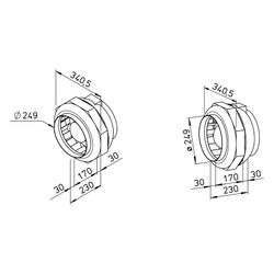 Helios RRK 250 Radial-Rohrventilator, 1-PH 230V, DN 250, Gehäuse aus glasfaserverstärktem... HELIOS-05978 4010184059783 (Abb. 1)