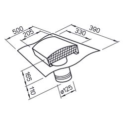 Helios DDF 125 Dachdurchführung für Rohrdurchmesser DN 125, Dachhaube ziegelrot lackiert... HELIOS-01964 4010184019640 (Abb. 1)