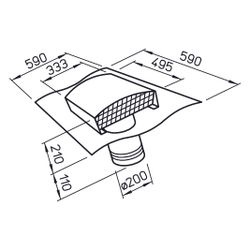 Helios DDF 200 Dachdurchführung für Rohrdurchmesser DN 200, Dachhaube ziegelrot lackiert... HELIOS-01966 4010184019664 (Abb. 1)