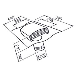 Helios DDF 250 Dachdurchführung für Rohrdurchmesser DN 250, Dachaube ziegelrot lackiert... HELIOS-01967 4010184019671 (Abb. 1)