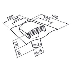 Helios Dachdurchführung DDF 315 G, Dachhaube Schiefergrau lackiert, DN 315... HELIOS-01852 4010184018520 (Abb. 1)
