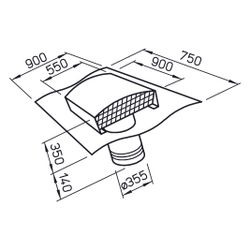 Helios Dachdurchführung DDF 355, Dachhaube Ziegelrot lackiert, DN 355... HELIOS-01969 4010184019695 (Abb. 1)
