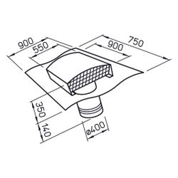 Helios DDF 400 Dachdurchführung für Rohrdurchmesser DN 400, Dachhaube ziegelrot lackiert... HELIOS-01970 4010184019701 (Abb. 1)