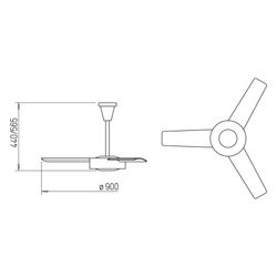 Helios DVW 90 Deckenventilator 3-Batt-Laufrad, 900mm, 50W, 230V, Metall, Weiß... HELIOS-08648 4010184086482 (Abb. 1)