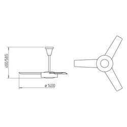 Helios DVW 140 Deckenventilator 3-Blatt-Laufrad, 1400mm, 75W, 230V, Metall, Weiß... HELIOS-08649 4010184086499 (Abb. 1)