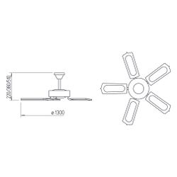 Helios DVAW 130 Deckenventilator 5-Batt-Laufrad, 1300mm, 65W, 230V, antik, Weiß... HELIOS-08650 4010184086505 (Abb. 1)