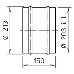 Helios VH 200 Verlängerungshülse, DN 200, Länge 15cm, Stahl verzinkt... HELIOS-01349 4010184013495 (Abb. 1)