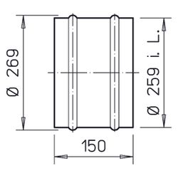 Helios VH 250 Verlängerungshülse DN 250, Länge 15cm, Stahl verzinkt... HELIOS-01343 4010184013433 (Abb. 1)