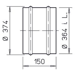 Helios VH 350/355 Verlängerungshülse DN 355, Länge 15cm, Stahl verzinkt... HELIOS-01345 4010184013457 (Abb. 1)