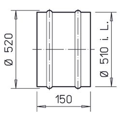 Helios VH 500 Verlängerungshülse DN 500, Länge 15cm, Stahl verzinkt... HELIOS-01348 4010184013488 (Abb. 1)