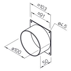 Helios AS 100 Anschlussstutzen mit quadratischer Flanschplatte und rundem Stutzen, Kunsts... HELIOS-05224 4010184052241 (Abb. 1)