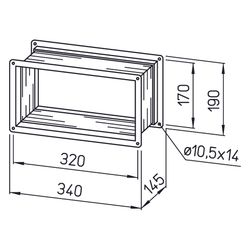 Helios VS 30/15 flexibles Verbindungsstück rechteckig, 340x145x190mm, mit Flanschen... HELIOS-06928 4010184069287 (Abb. 1)