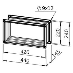 Helios Flexible Verbindung VS 40/20, rechteckig, 440x145x240mm, mit Flanschen... HELIOS-05694 4010184056942 (Abb. 1)