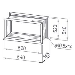 Helios VS 80/50 flexibles Verbindungsstück rechteckig, 840x145x540mm, mit Flanschen... HELIOS-05700 4010184057000 (Abb. 1)