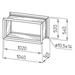 Helios VS 100/50 flexibles Verbindungsstück rechteckig, 1040x145x540mm, mit Flanschen... HELIOS-05701 4010184057017 (Abb. 1)
