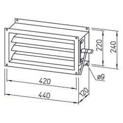 Helios JVK 40/20 Jalousieklappe 440x120x240mm, Stahlblech verzinkt... HELIOS-06910 4010184069102 (Abb. 1)