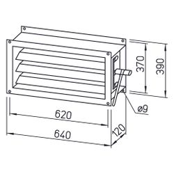 Helios JVK 60/35 Jalousieklappe 640x120x390mm, Stahlblech verzinkt... HELIOS-06914 4010184069140 (Abb. 1)