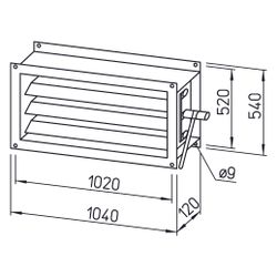 Helios JVK 100/50 Jalousieklappe 1040x120x540mm, Stahlblech verzinkt... HELIOS-06917 4010184069171 (Abb. 1)