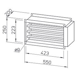 Helios EHR-K 6/40/20 Elektro-Heizregister 6,0kW, 400V, mind. Volumenstrom 430m3/h, für re... HELIOS-08702 4010184087021 (Abb. 1)