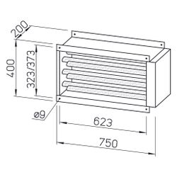 Helios EHR-K 30/60/30-35 Elektro-Heizregister 28,8kW, 400V, mind. Volumenstrom 980m3/h, f... HELIOS-08707 4010184087076 (Abb. 1)