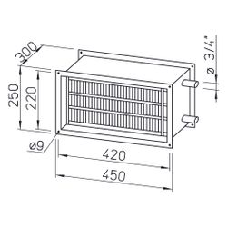 Helios WHR 4/40/20 Warmwasser-Heizregister 450x300x250mm für Rechteck-Kanäle... HELIOS-08783 4010184087830 (Abb. 1)