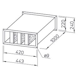 Helios KSD 40/20 Kanalschalldämpfer 443x1000x240mm, Stahlblech verzinkt... HELIOS-08728 4010184087281 (Abb. 1)