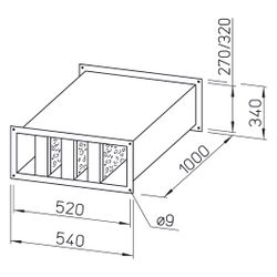 Helios KSD 50/25 30 Kanalschalldämpfer 540x1000x340mm, Stahlblech verzinkt... HELIOS-08729 4010184087298 (Abb. 1)