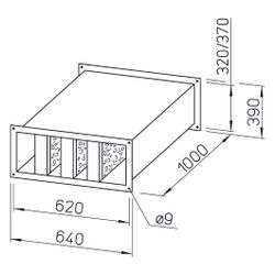 Helios KSD 60/30 35 Kanalschalldämpfer 640x1000x390mm, Stahlblech verzinkt... HELIOS-08730 4010184087304 (Abb. 1)