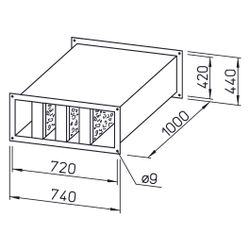 Helios KSD 70/40 Kanalschalldämpfer 740x1000x440mm, Stahlblech verzinkt... HELIOS-08731 4010184087311 (Abb. 1)