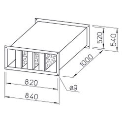 Helios KSD 80/50 Kanalschalldämpfer 840x1000x540mm, Stahlblech verzinkt... HELIOS-08732 4010184087328 (Abb. 1)