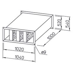 Helios KSD 100/50 Kanalschalldämpfer 1040x1000x540mm, Stahlblech verzinkt... HELIOS-08733 4010184087335 (Abb. 1)