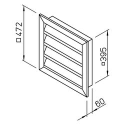 Helios Wetterschutzgitter WSG 400, Aluminium naturfarben eloxiert, quadratisch, 472x60x47... HELIOS-00121 4010184001218 (Abb. 1)