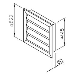 Helios Wetterschutzgitter WSG 450, Aluminium naturfarben eloxiert, quadratisch, 522x60x52... HELIOS-00122 4010184001225 (Abb. 1)